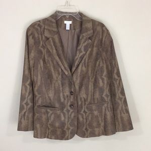 Chico’s Faux Alligator Corduroy Blazer Jacket Chico’s Size 4 (20) Plus Size